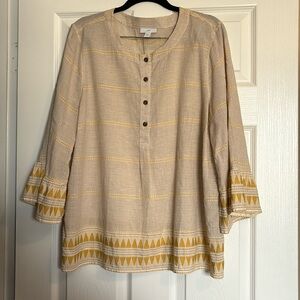 J. Jill women’s tan striped boho blouse size large